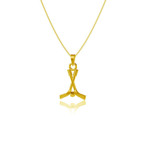 Hockey Pendant Necklace - Gold Plated