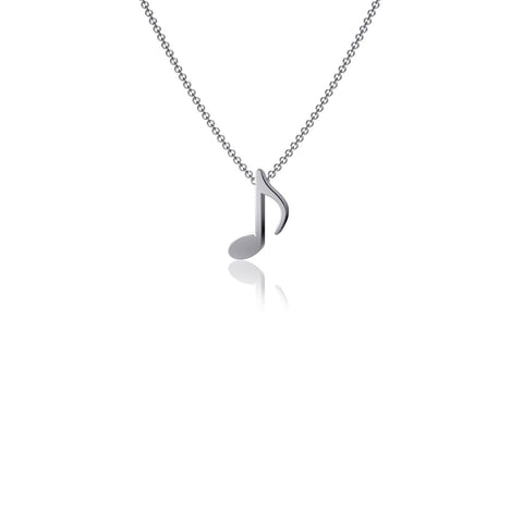 Music Note Pendant Necklace - Silver