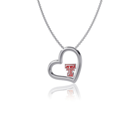 Texas Tech University Heart Necklace - Enamel