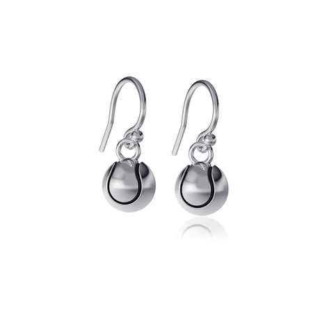 Tennis Ball Dangle Earrings - Silver