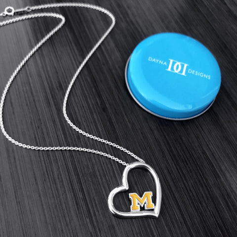 University of Michigan Heart Necklace - Enamel
