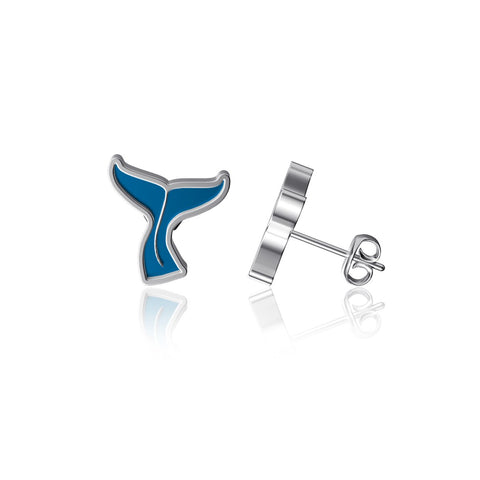 Whale Tail Post Earrings - Enamel