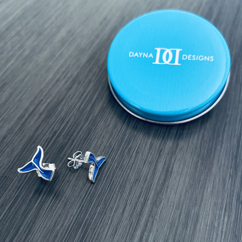 Whale Tail Post Earrings - Enamel
