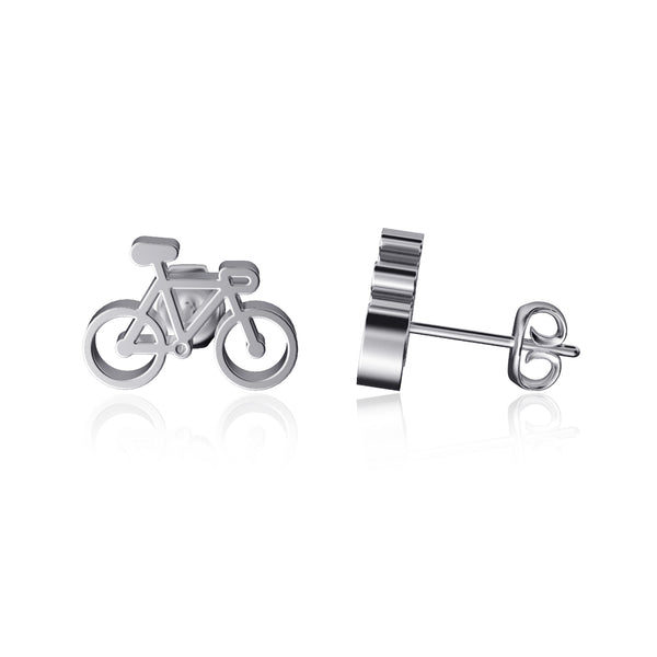 Bicycle Stud Earrings - Silver