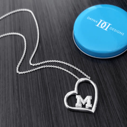 University of Michigan Heart Necklace - Silver