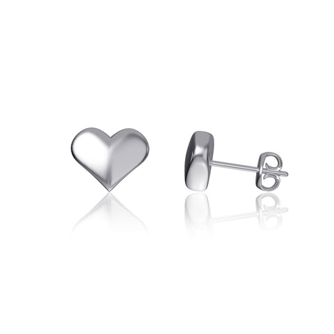Heart Post Earrings - Silver