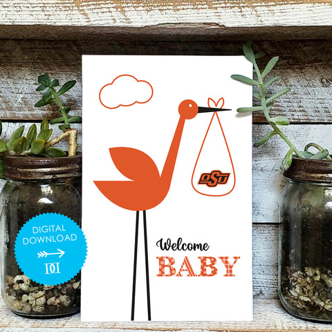 Oklahoma State Baby Card - Digital Download