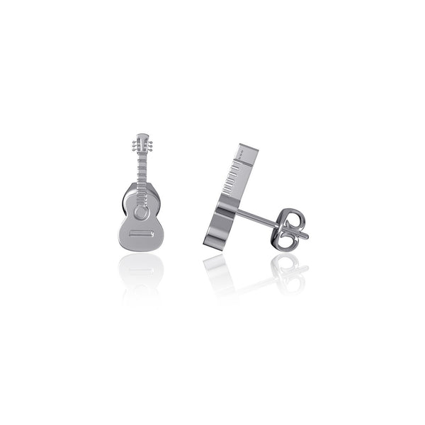 Guitar Stud Earrings - Silver