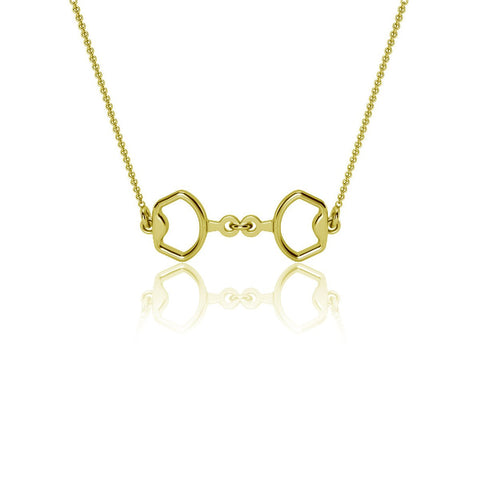 Horse Bit Equestrian Pendant Necklace - Gold