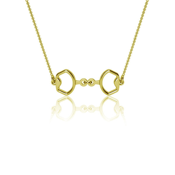 Horse Bit Equestrian Pendant Necklace - Gold