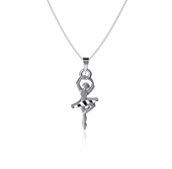 Ballet Dancer Silver Pendant Necklace