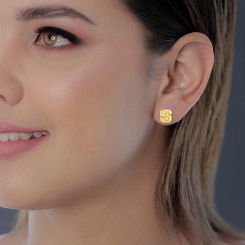 NC State University Post Earrings - Gold Plated