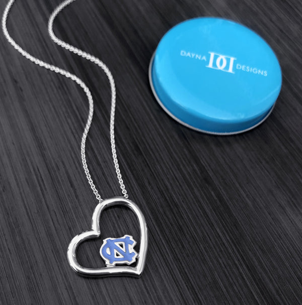 University of North Carolina Heart Necklace - Enamel