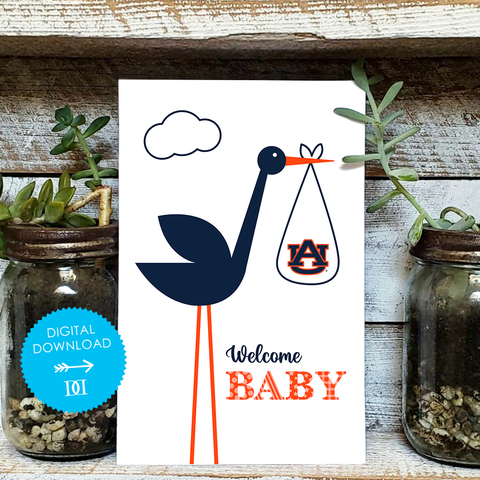 Auburn University Baby Greeting Card - Digital Download