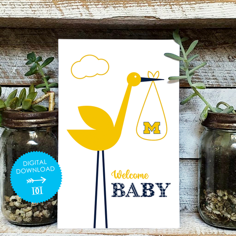 University of Michigan Baby Greeting Card - Digital Download