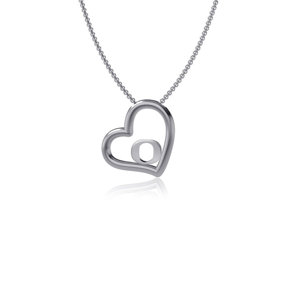 University of Oregon Heart Necklace - Silver