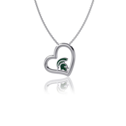 Michigan State University Heart Necklace - Enamel