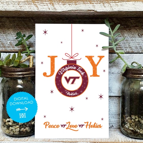 Virginia Tech Joy Christmas Greeting Card - Digital Download