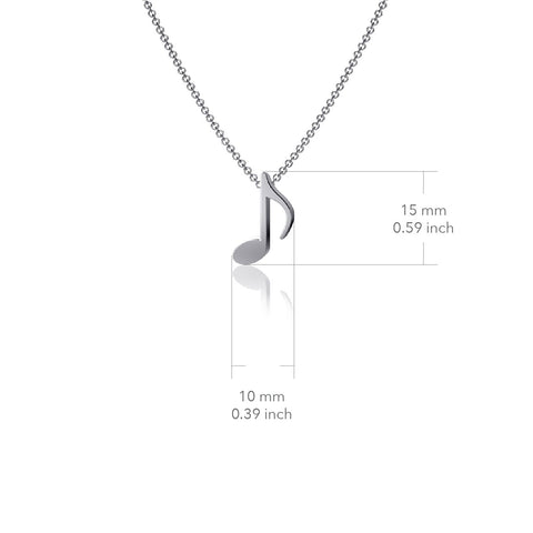 Music Note Pendant Necklace - Silver