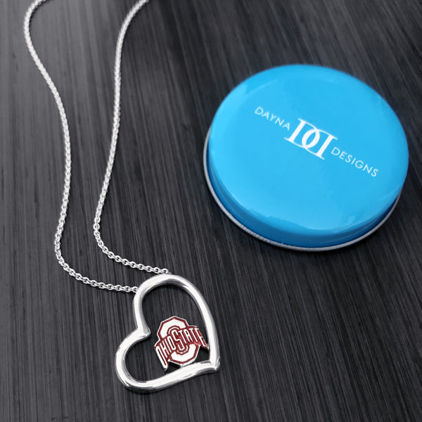 Ohio State University Heart Necklace - Enamel
