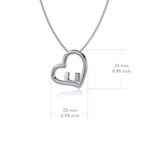 Miami Hurricanes Heart Pendant Necklace - Silver
