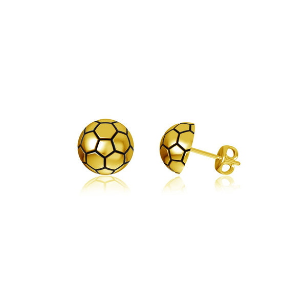 Soccer Ball Stud Earrings - Gold