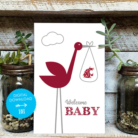 Washington State University Baby Greeting Card - Digital Download