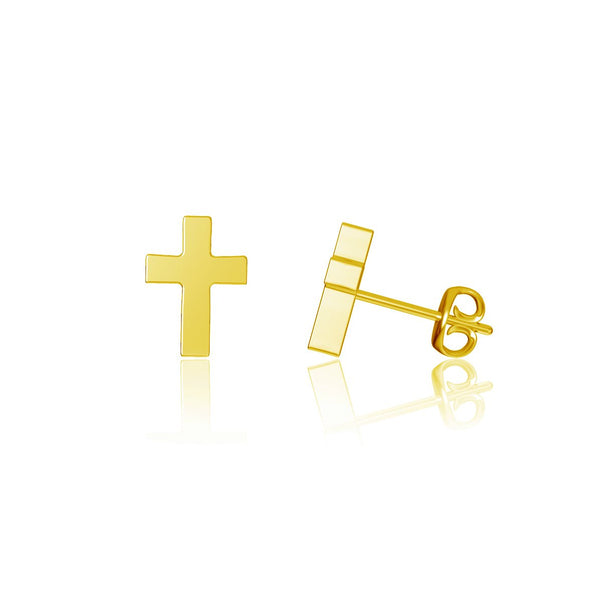 Cross Stud Earrings - Gold