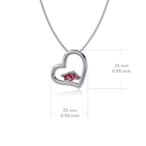University of Arkansas Razorbacks Heart Pendant Necklace - Enamel