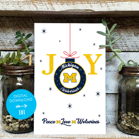 University of Michigan Joy Christmas Greeting Card - Digital Download