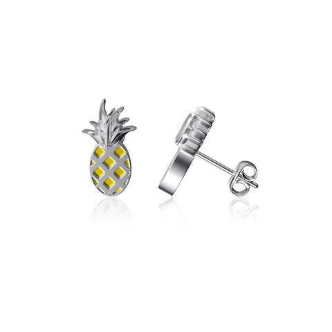 Pineapple Post Earrings - Enamel