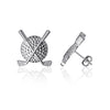 Golf Clubs Stud Earrings - Silver