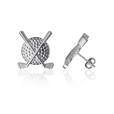 Golf Clubs Post Earrings - Silver