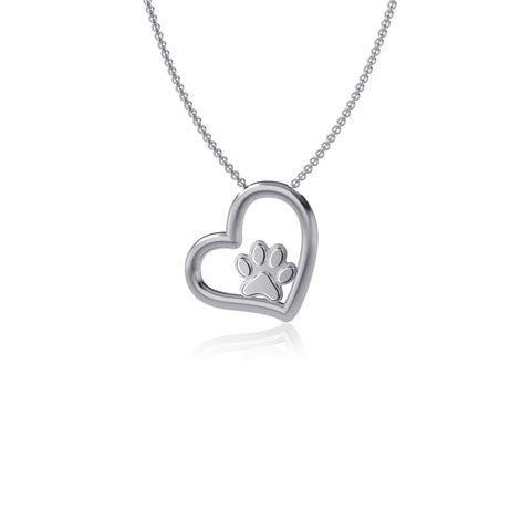 Dog Paw Heart Necklace