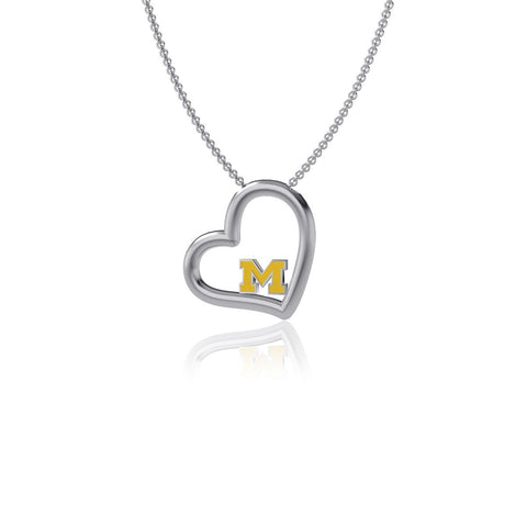 University of Michigan Heart Necklace - Enamel