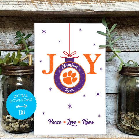 Clemson University Joy Christmas Card - Digital Download