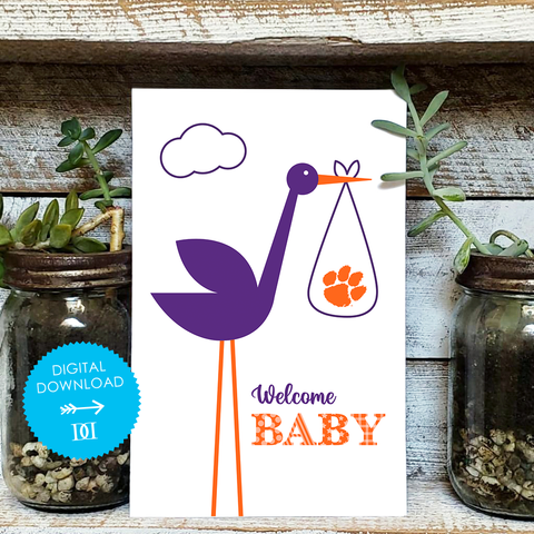 Clemson University Baby Card - Digital Download