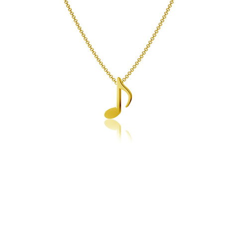 Music Note Pendant Necklace - Gold Plated