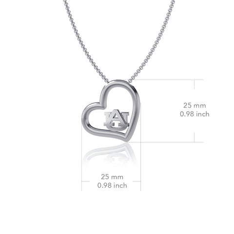 Auburn University Heart Necklace - Silver