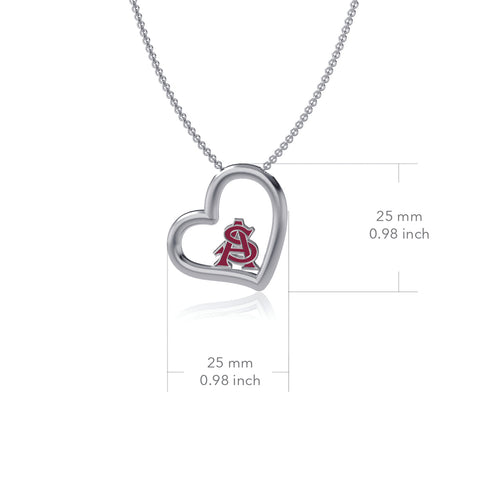 Arizona State Sun Devils Heart Pendant Necklace - Enamel