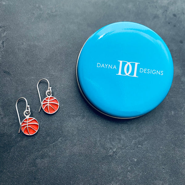 Basketball Dangle Earrings - Silver