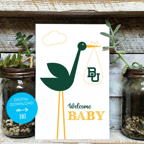 Baylor Bears Baby Card - Digital Download