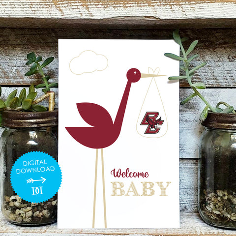 Boston College Eagles Baby Card - Digital Download