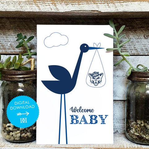 Brigham Young Cougars Baby Card - Digital Download