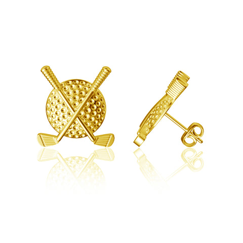 Golf Clubs Post Earrings - Gold Plated