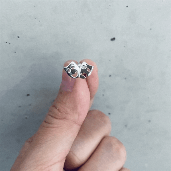 Comedy and Tragedy Mask Stud Earrings