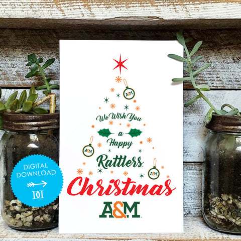 Florida A&M Rattlers Christmas Tree Card - Digital Download