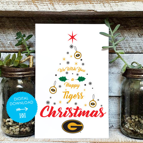 Grambling State Tigers Christmas Tree Card - Digital Download