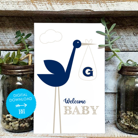 Georgetown Hoyas Baby Card - Digital Download