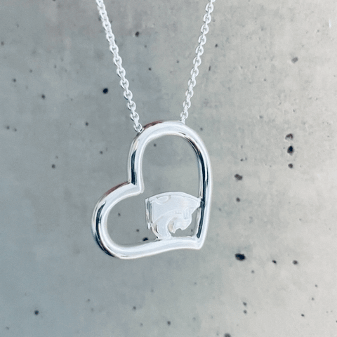 Kansas State University Heart Necklace - Silver